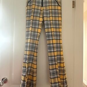 Veronica Beard Yellow and Black Plaid Pants